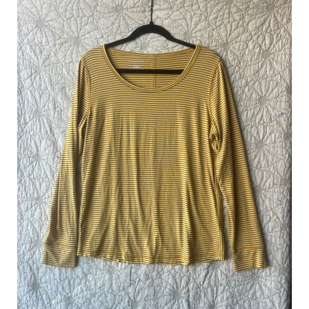 Talbots Striped Long Sleeve Scoop Neck Shirt - Large